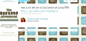 Dianna's run report on Twitter Nike run report