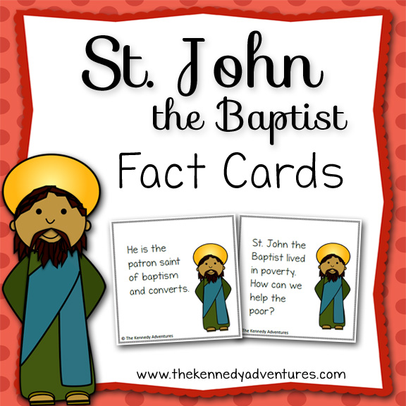 Use these Fun Fact Cards about St John the Baptist in your Catholic home, homeschool, religious education class, co-op or classroom.