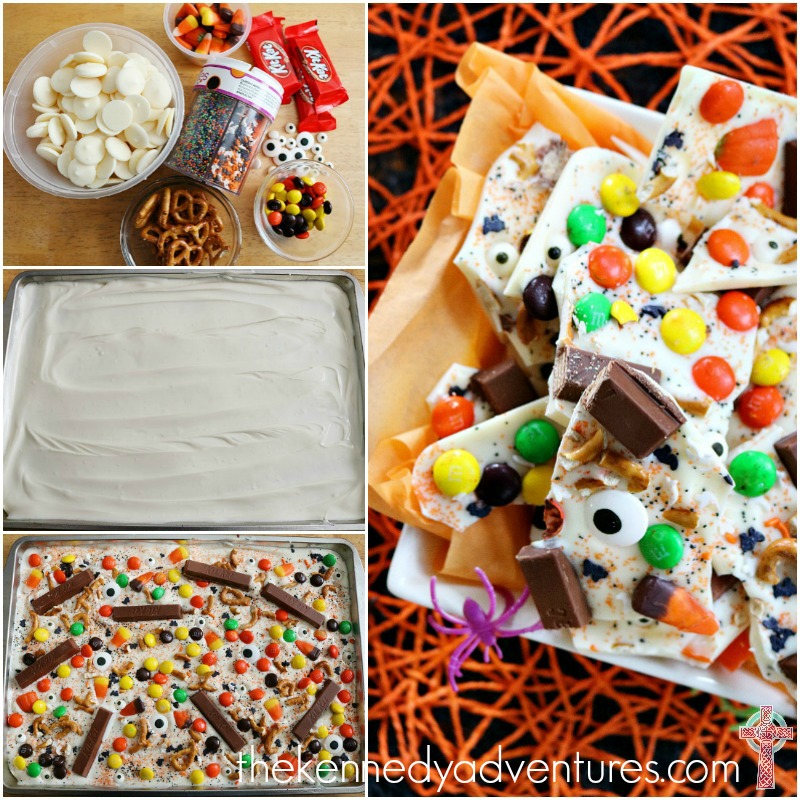 Halloween Candy Bark - perfect for taking to a party or enjoying at home with your family! Delicious, and super simple!