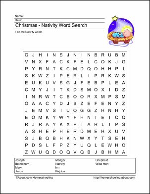 Catholic Christmas Crafts to Make Word Search