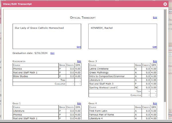 Create a homeschool transcript with this online homeschool planner