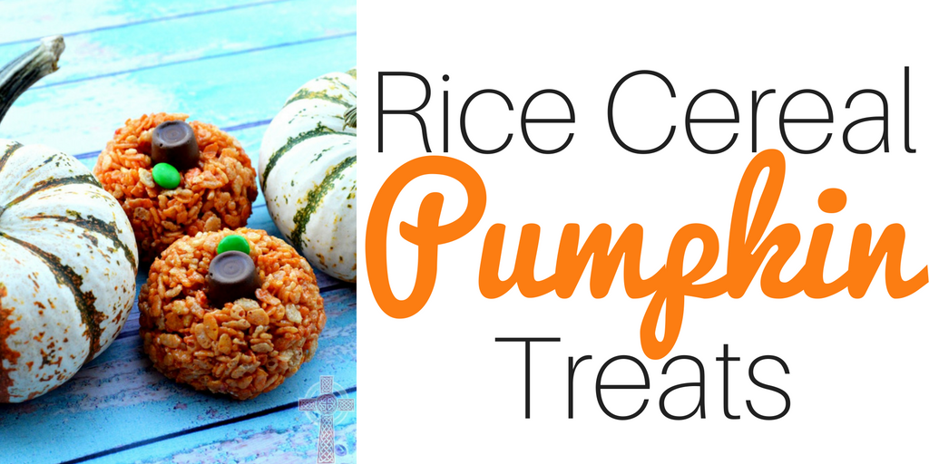 Pumpkin treats made from rice cereal -- super simple and perfect for fall get togethers