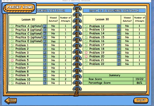 How to use the teaching textbooks homeschool math program's gradebook