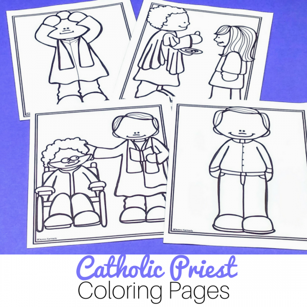 The perfect no prep activity for Catholic classrooms -- use these Catholic priest coloring pages to help teach about vocations.
