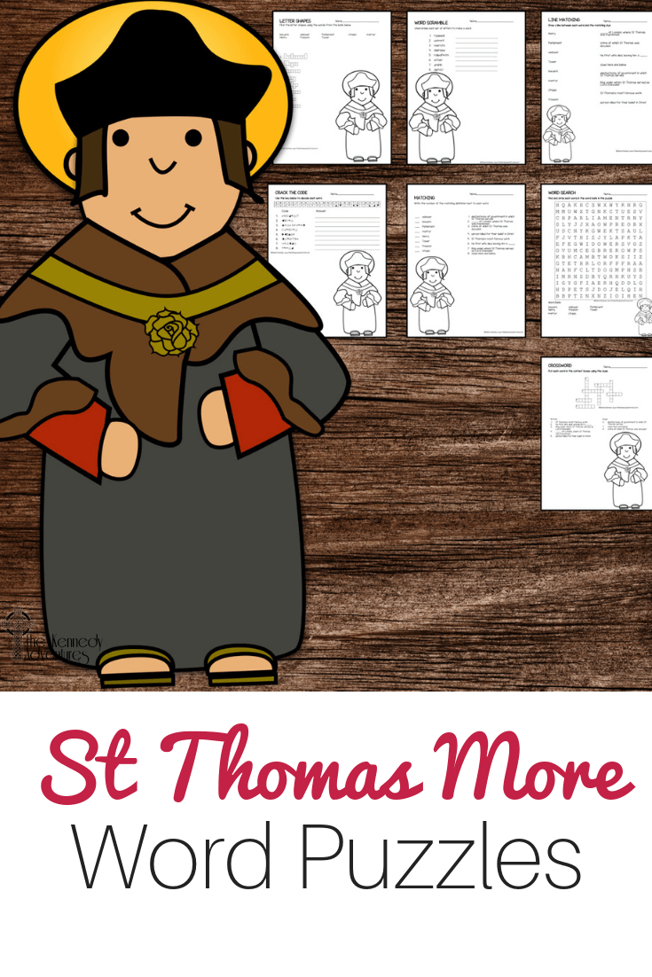 St Thomas More Word Puzzles #Catholic #CatholicPrintables