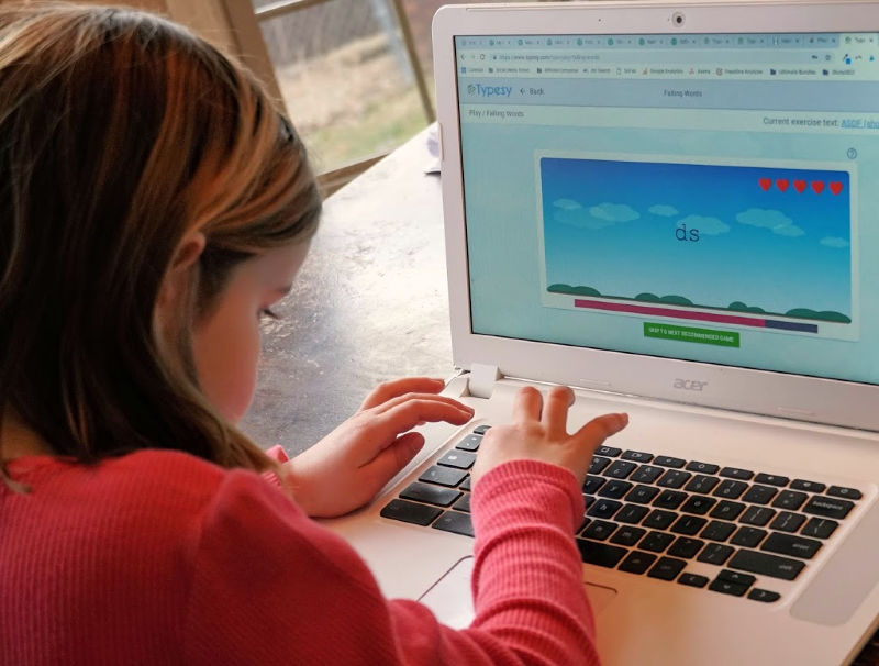teaching younger children how to touch type with games is a great idea
