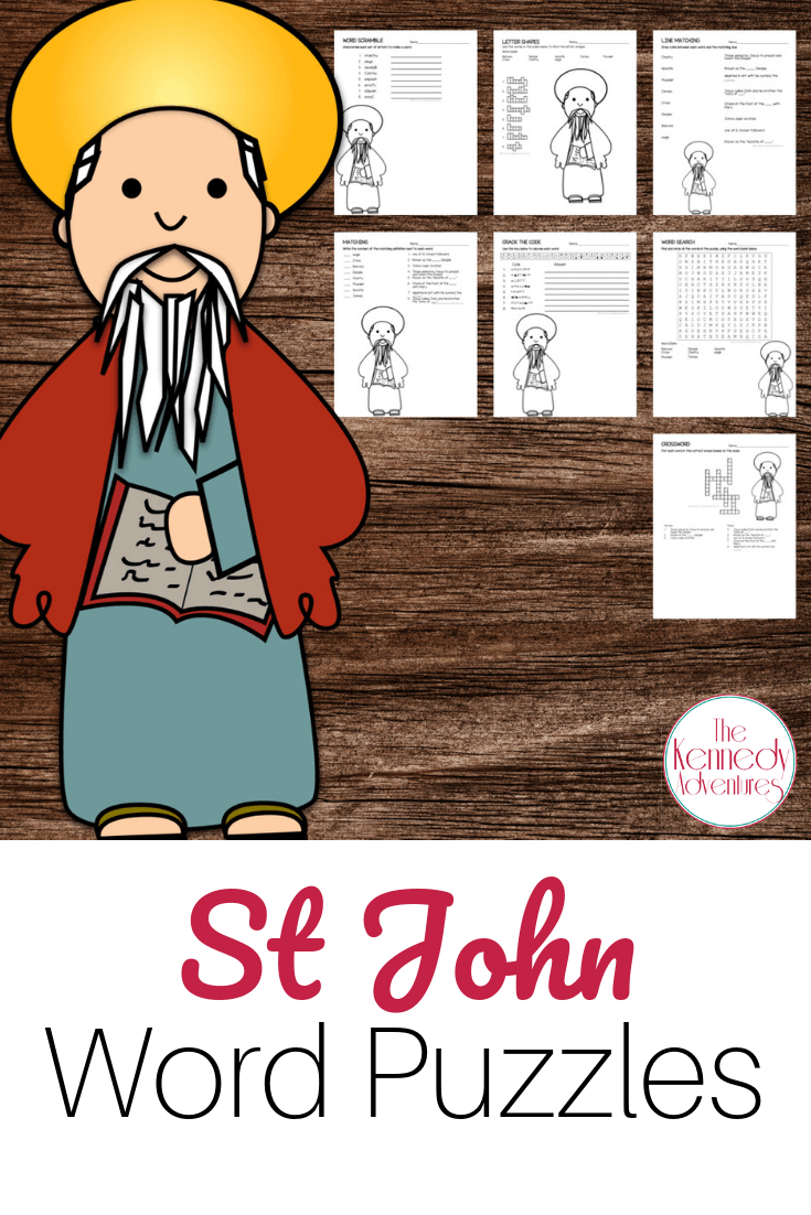 Catholic Saint Word Puzzles - No Prep Activity - St John the Apostle ...