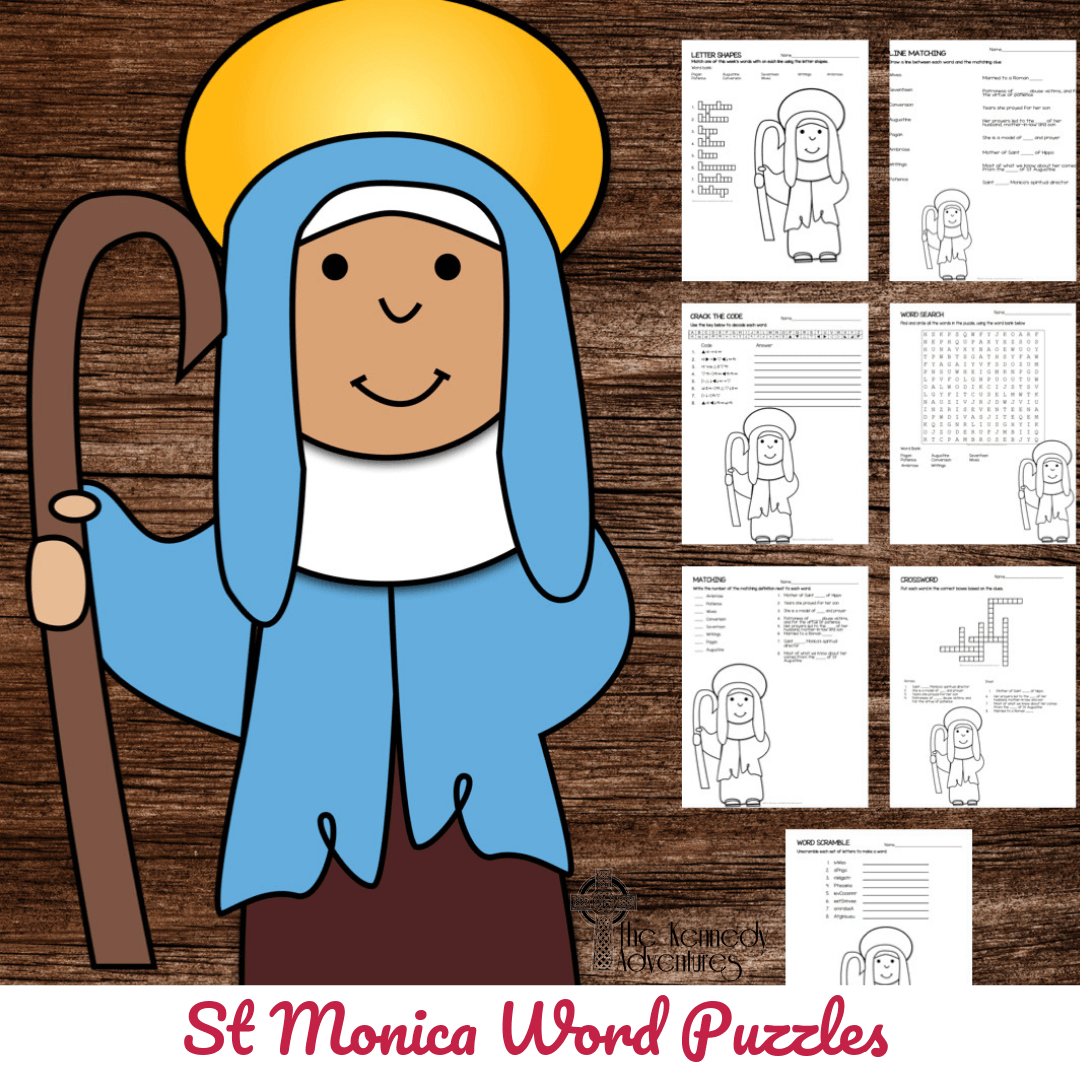 St Monica Word Puzzles for Catholic Kids