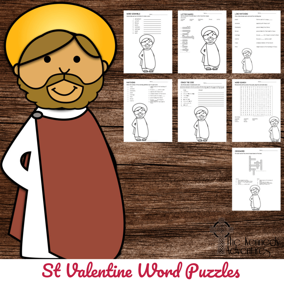 Catholic Saint Word Puzzles No Prep Activity St Valentine The Kennedy Adventures 